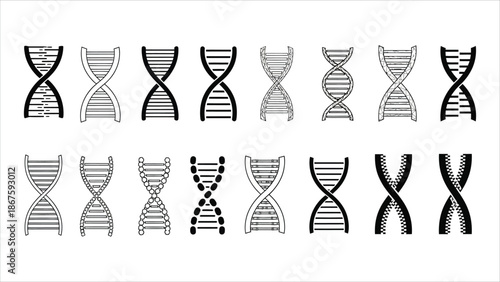Set of flat DNA icons genetic symbols vector collection.eps