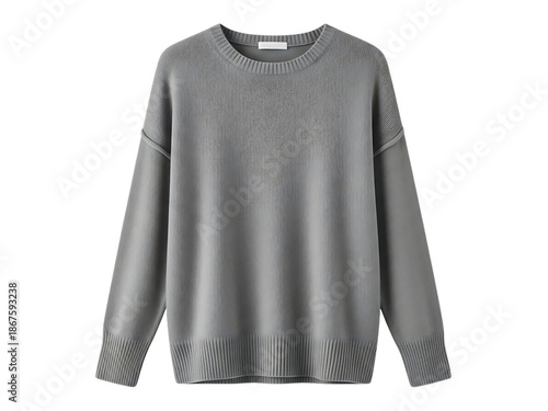 Grey knitted sweater isolated on transparent background