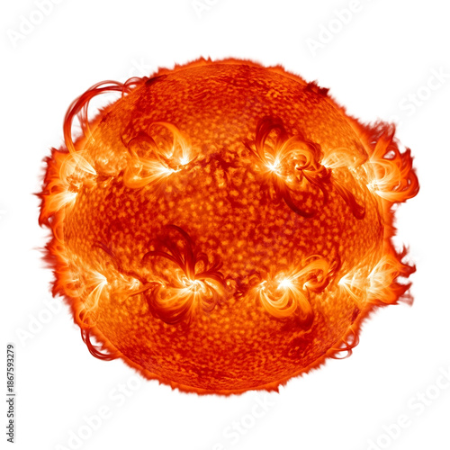 Vibrant sun illustration isolated on transparent background