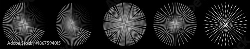 Black Background with Radial Interference Pattern Circles Abstract Vector Design.