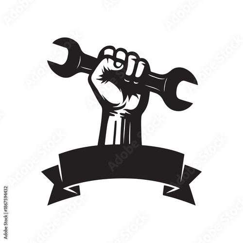 Hammer and nail vector illustration on abstract background