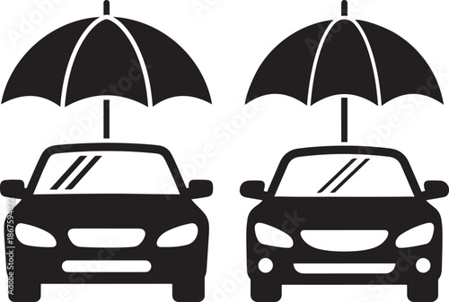 Car with umbrella concept illustration