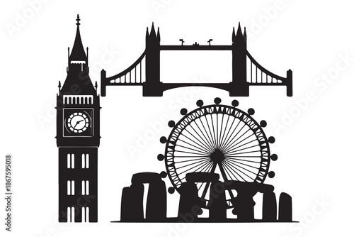 Iconic London and UK Landmarks Silhouettes Collection