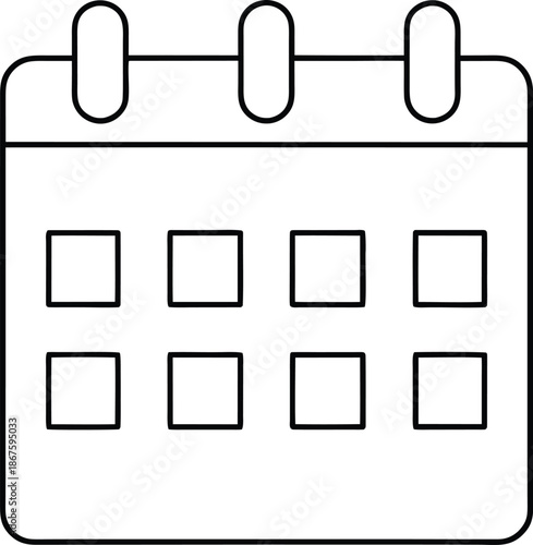 unwritten calendar line art vector illustration on transparent background