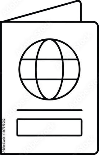unused passport line art vector illustration on transparent background