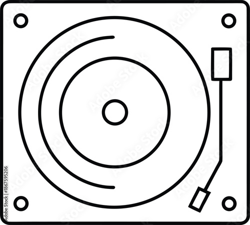 unplayed vinyl line art vector illustration on transparent background