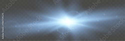 Bright White Light Rays on Blue Background