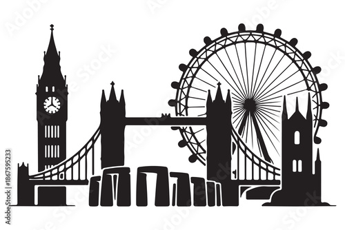 Iconic London and UK Landmarks Silhouettes Collection