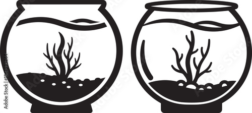 Illustration of aquarium with water plants