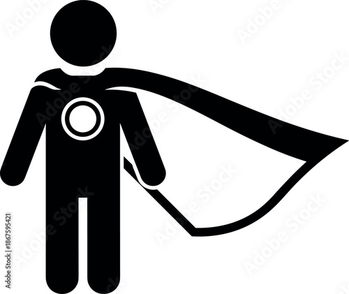 Minimalist Superhero Icon Vector Representing Courage Personal Power Leadership Strength Achievement Success and Heroic Character for Business or Individual Branding Identity