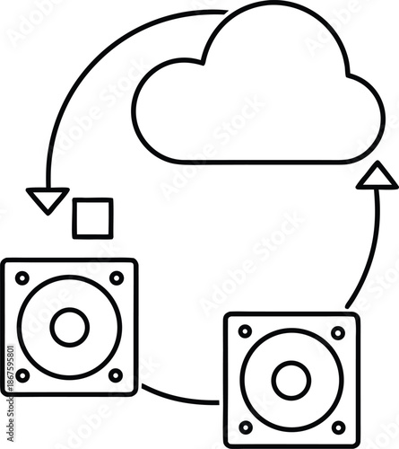 memory backup line art vector illustration on transparent background
