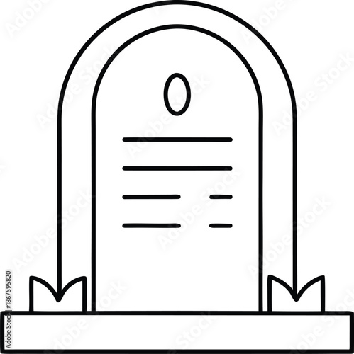 memorial stone line art vector illustration on transparent background