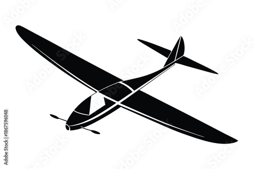 Minimalist Black and White Glider Silhouette Vector Illustration for Aviation Branding and Logo Design