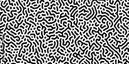Abstract Turing organic wallpaper with background. Turing reaction diffusion monochrome seamless pattern with chaotic motion. Natural seamless line pattern. Home decoration background design.
