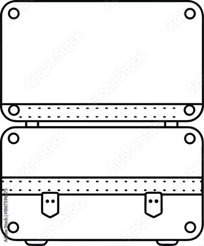empty suitcase line art vector illustration on transparent background