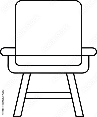 empty chair at dawn line art vector illustration on transparent background