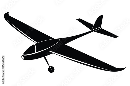 High Altitude Sailplane Silhouette for Minimalist Design and Aviation Industry Graphics