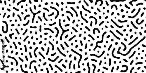 Abstract Turing organic wallpaper with background. Turing reaction diffusion monochrome seamless pattern with chaotic motion. Natural seamless line pattern. Home decoration background design.
