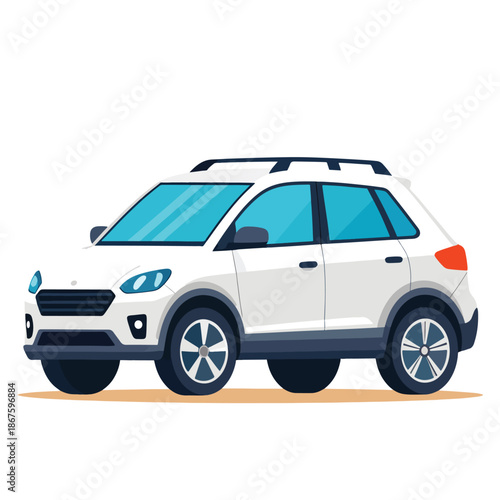 Dynamic White Sport Utility Vehicle Vector Illustration for Modern Travel and Urban Commuting