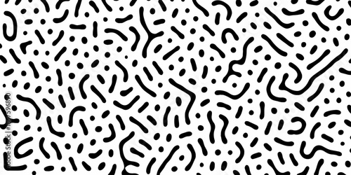 Abstract Turing organic wallpaper with background. Turing reaction diffusion monochrome seamless pattern with chaotic motion. Natural seamless line pattern. Home decoration background design.