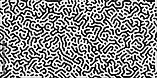 Abstract Turing organic wallpaper with background. Turing reaction diffusion monochrome seamless pattern with chaotic motion. Natural seamless line pattern. Home decoration background design.