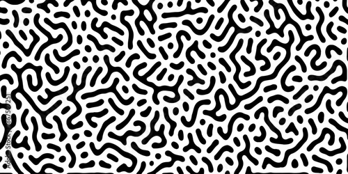 Abstract Turing organic wallpaper with background. Turing reaction diffusion monochrome seamless pattern with chaotic motion. Natural seamless line pattern. Home decoration background design.