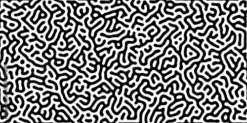Abstract Turing organic wallpaper with background. Turing reaction diffusion monochrome seamless pattern with chaotic motion. Natural seamless line pattern. Home decoration background design.