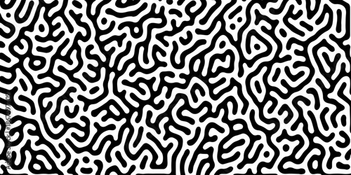 Abstract Turing organic wallpaper with background. Turing reaction diffusion monochrome seamless pattern with chaotic motion. Natural seamless line pattern. Home decoration background design.