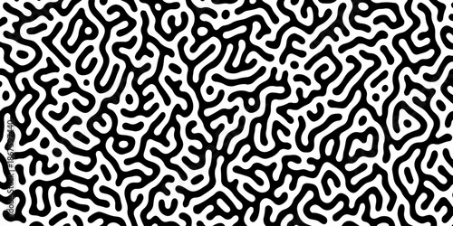 Abstract Turing organic wallpaper with background. Turing reaction diffusion monochrome seamless pattern with chaotic motion. Natural seamless line pattern. Home decoration background design.