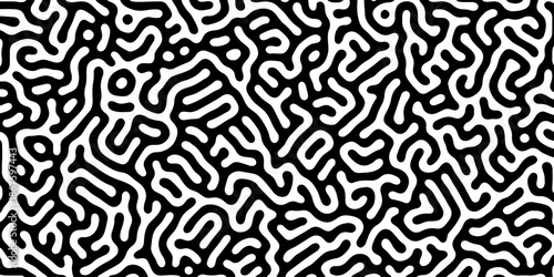 Abstract Turing organic wallpaper with background. Turing reaction diffusion monochrome seamless pattern with chaotic motion. Natural seamless line pattern. Home decoration background design.