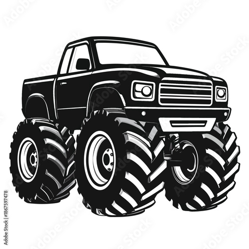 Dynamic monster truck illustration for extreme off-road racing events and powerful vehicle designs