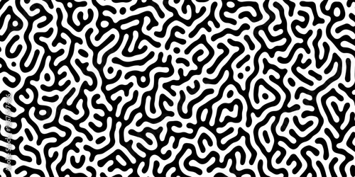 Abstract Turing organic wallpaper with background. Turing reaction diffusion monochrome seamless pattern with chaotic motion. Natural seamless line pattern. Home decoration background design.