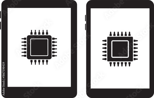 Computer hardware and chip icons