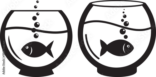 Pair of fish bowls icon vector