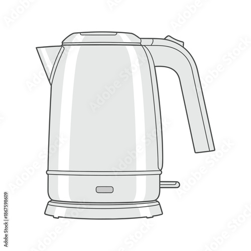 Modern electric kettle appliance made of steel and plastic isolated on white background for boiling hot water for tea or coffee kitchenware