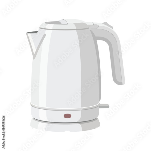 Modern electric kitchen kettle appliance made of steel and plastic isolated on white background for boiling water to prepare hot tea or coffee beverage