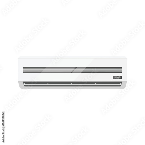 3D isolated object of an electric air conditioner made of plastic and metal equipment designed for cool temperature and energy technology on a white background