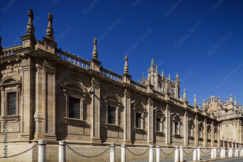 Obraz premium Seville Cathedral South Side, Spain: Gothic Architecture and Details