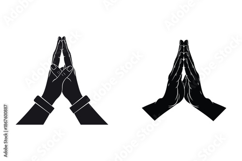 Praying Hands black  Silhouette vector art 