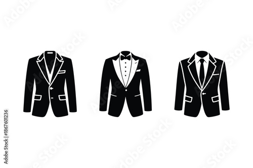 Three Suit Jackets Silhouette Tuxedo Blazer