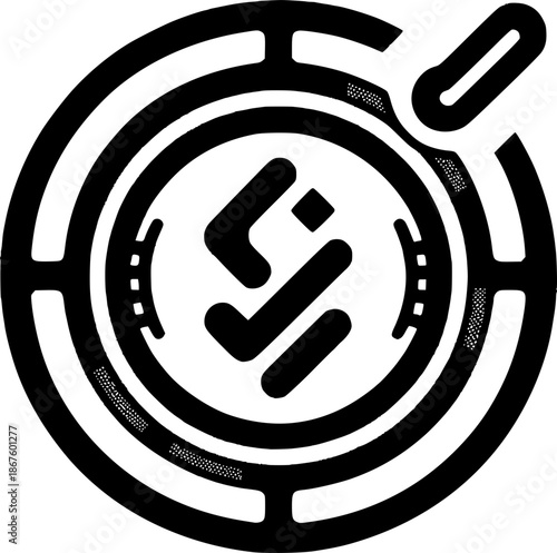 Circular Technology Emblem: A sleek, modern emblem, using a layered circular design, represents a dynamic concept with a combination of tech and precision.