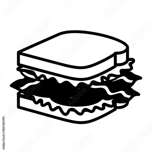 Classic layered sandwich isolated on transparent background, Vector