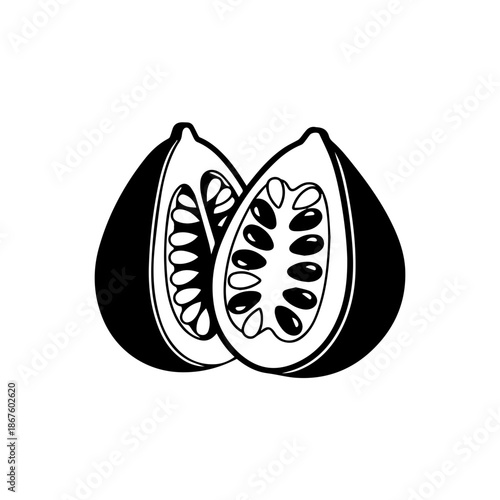 Freshly cut papaya halves isolated on transparent background, Vector