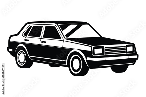 Wallpaper Mural Elegant black car outline on a stark white background, vector graphic for automotive themes Torontodigital.ca