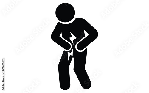 Black silhouette icon of person experiencing lower abdominal pain
