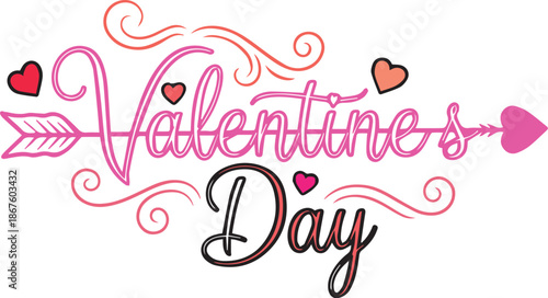 Valentines day greeting with hearts and arrow