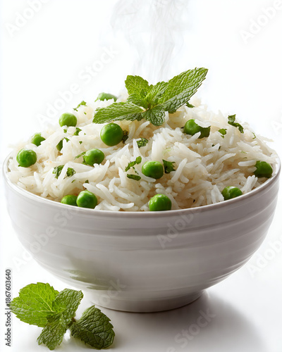 Matar pulao food on white background 