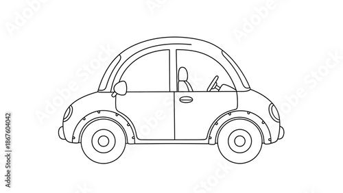 Cute Cartoon Car Line Art for Coloring Book