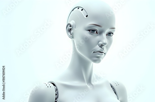 Female Robot Portrait: Futuristic Humanoid
