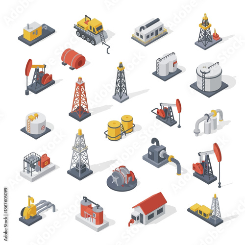 Collection of Industrial Equipment and Machinery Icons.